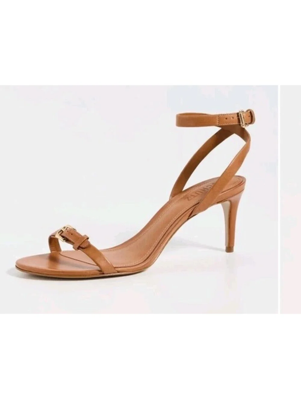 Schutz Womens Aurora Brown Leather Mid Heel Sandal Sz 10.5 B NEW $138